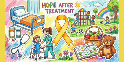 Cartoon drawing depicting hope after cancer treatment